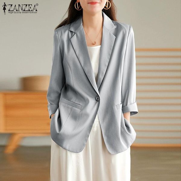 

women's suits & blazers autumn office ol blazer 2022 fashion retro satin coats women casual long sleeve outwears female single button, White;black