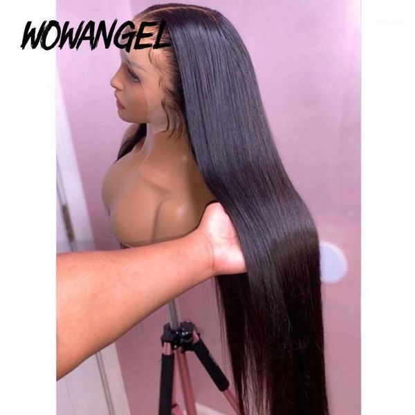 

13x4 straight lace front human hair wigs frontal 180 density remy brazilian for black women1, Black;brown