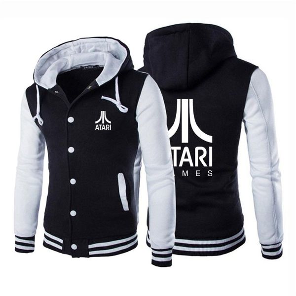 

men's hoodies & sweatshirts atari games autumn jackets designer uniform casual comfortable soft baseball coat sport cotton, Black