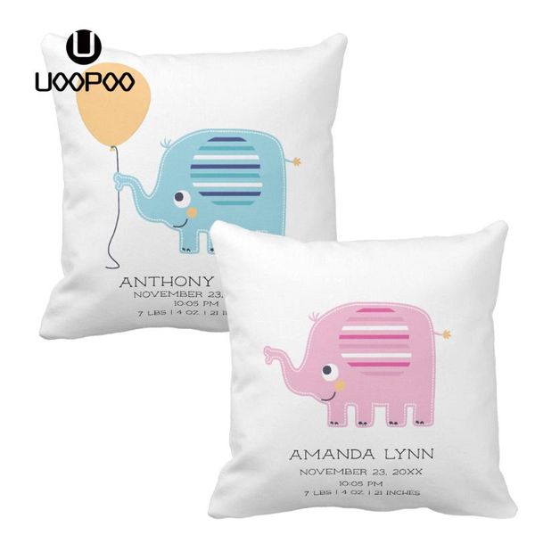 

customized pillow case boy and girl cute elephant cushion cover polyester throw decorative covers 60x60 cm cushion/decorative