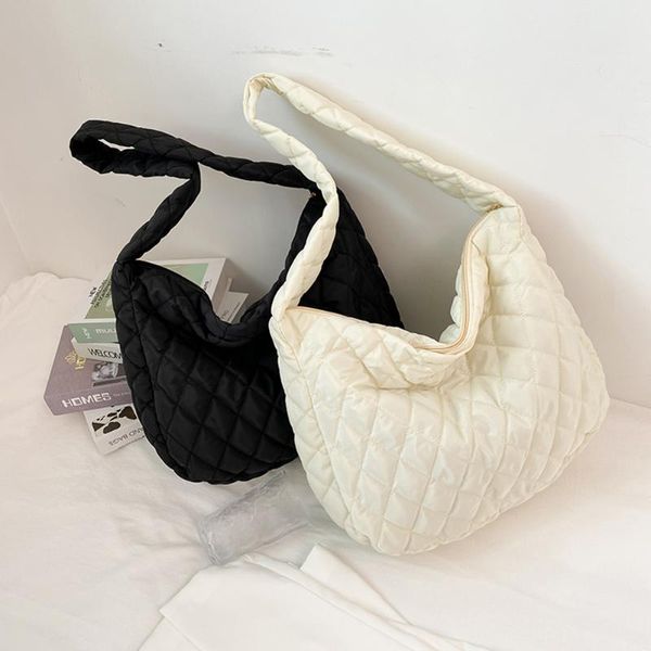 

evening bags retro lattice cloud shoulder high capacity female handbag fashion simple tote bag quilted solid color messenger