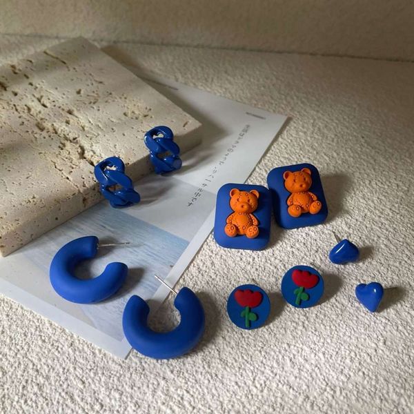 

blue earrings high sense small fresh simple sweet temperament