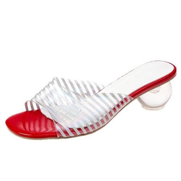 

designer large size sandals women 2021 summer thick heel transparent slippers women's fashion casual platform womens shoes, Black