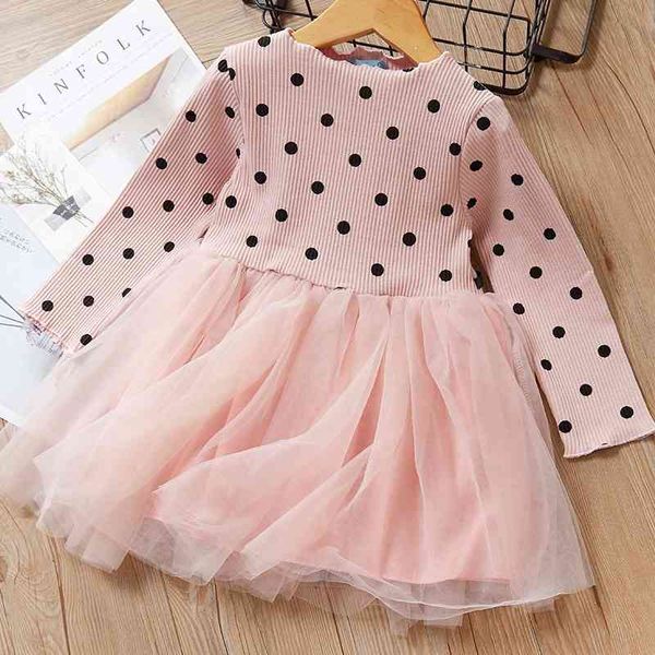 

toddler girls dress lace tutu princess casual spring autumn kids party es long sleeve children clothing for baby girl 210508, Red;yellow