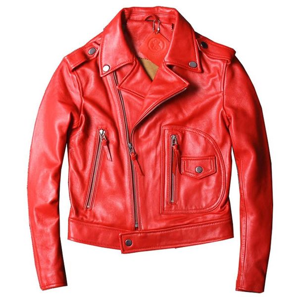 

women's leather & faux biker women real sheepskin jackets coats spring autumn genuine jacket overcoats lady streetwear a827, Black