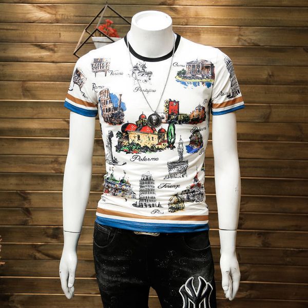 

men's t-shirts 2021 summer men stamped in short sleeves male t-shirt thin fashion fitting around the neck half sleeve youth clothing sm, White;black