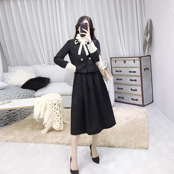 

fashion women's two piece set jacket + long skirt pants, White