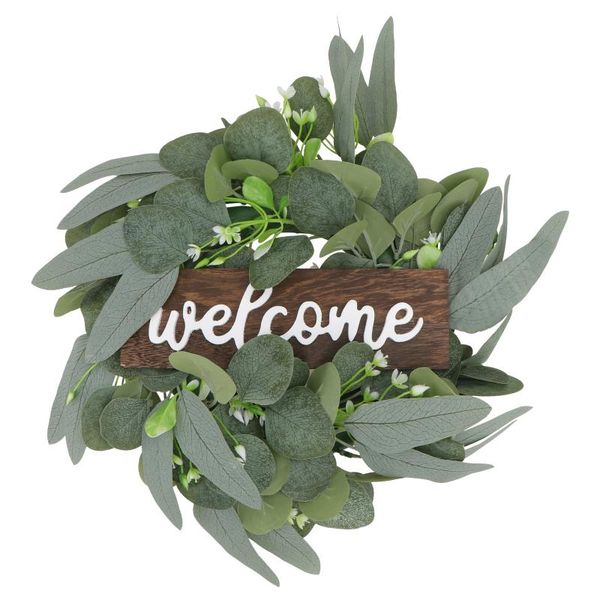 

1pc decorative wreath spring garland adornment door hanging prop (green) flowers & wreaths