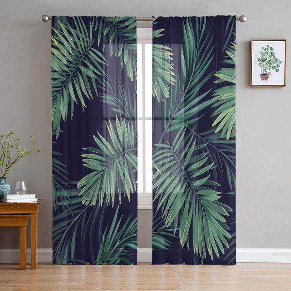 

curtain & drapes tropical leaves green modern tulle curtains for living room bedroom home kitchen window sheer