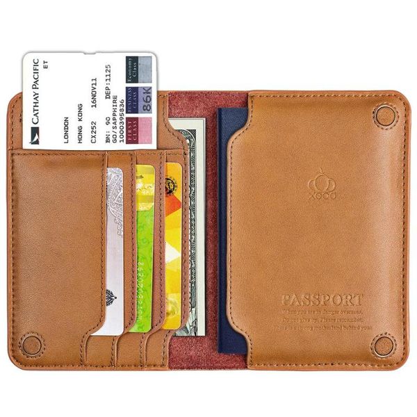 

card holders genuine leather passport holder cover, Brown;gray