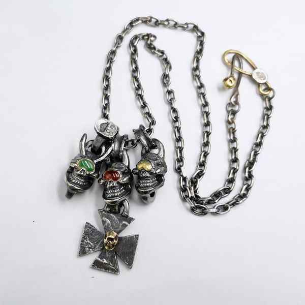 

chains design retro skull necklace trend fashion ethnic fan car wild jewelry accessories, Silver