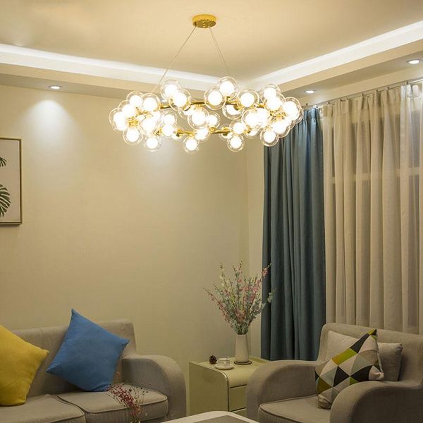 

modern led bubble chandelier lighting for living room, luxury bedroom dining room with g4 pendant lamps