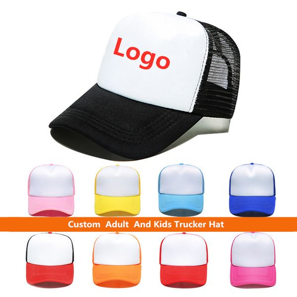 

custom trucker hats for adults mens womens kids 5 panels blank summer sun visor curved mesh baseball cap adjustable snapback sport ball caps, Blue;gray