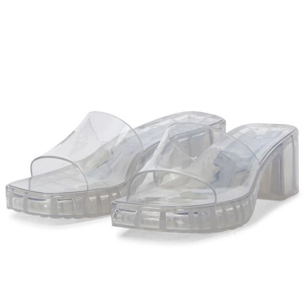 

woman fashion beach slippers transparent platform sandals women open toe be red square high heels sho ladi slip-on breathable cool