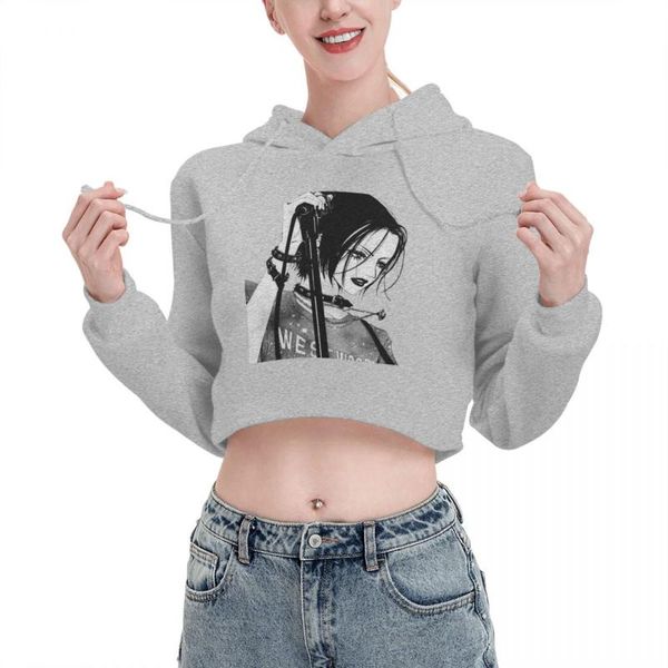 

women's hoodies & sweatshirts cat cropped anime nana osaki long sleeve manga ai yazawa cool hooded designs, Black