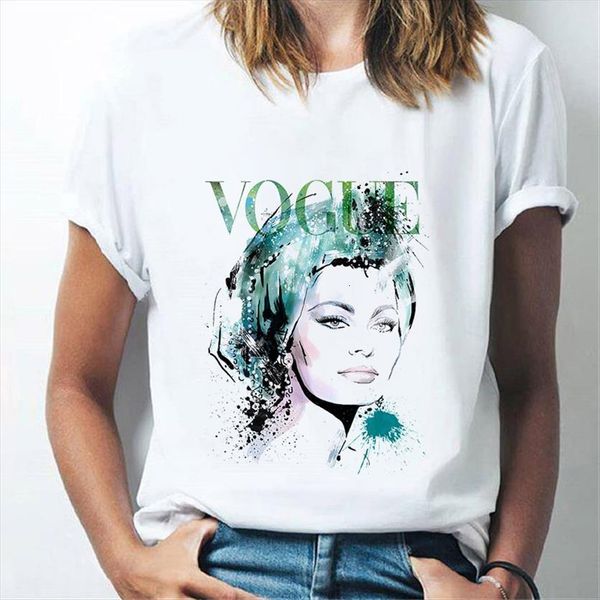 

summer t shirt lady women harajuku vogue female graphic short sleeved, White