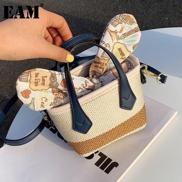 

[eam] women small weave bucket handbag pu leather personality all-match crossbody shoulder bag fashion tide 2021 18a2658 bags