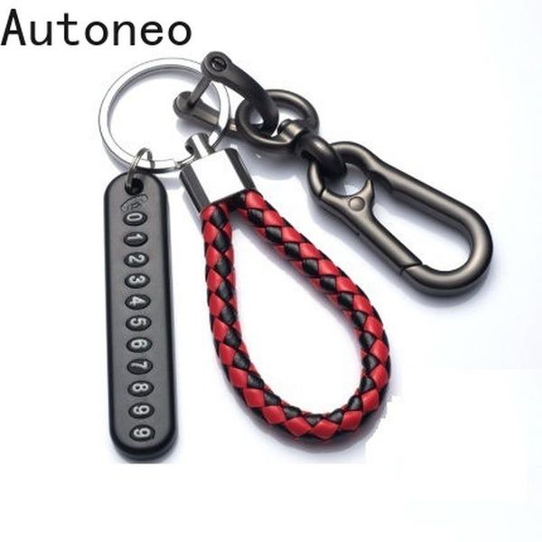 

keychains pendant keychain gift for husband high car key ring keyring anti-lost number plate braided rope holder punk, Silver