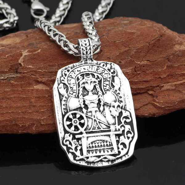 

nordic viking guardian totem angel men's pendant long pendant necklace, Silver
