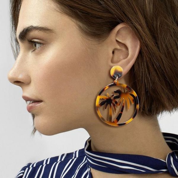 

dangle & chandelier europe and america fashion exaggerated temperament acrylic tree round earrings for women charm jewelry le081, Silver