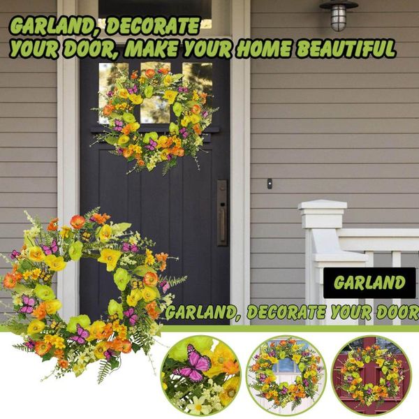 

decorative flowers & wreaths spring decoration front door wreath simulation vines easter butterfly for ornament home decor 45cm