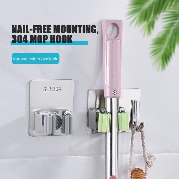 

hooks & rails elegant stainless steel mop clip hook punching toilet storage artifact kitchens bathrooms offices decoration accessories
