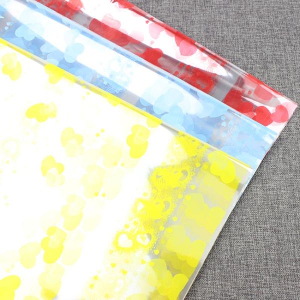 

gift wrap set of 45 heart print wrapping cellophane paper flower bouquet packaging 55x55cm
