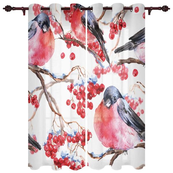 

nice translucent curtains with bird berry watercolor pattern for living room kitchen bedroom decoration windows curtain & drapes