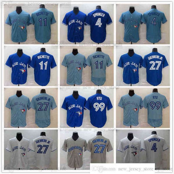 

2022 news baseball 27 vladimir guerrero jr. jerseys blue 4 george springer 11 bo bichette 99 hyun-jin ryu jersey gray white gray, Black