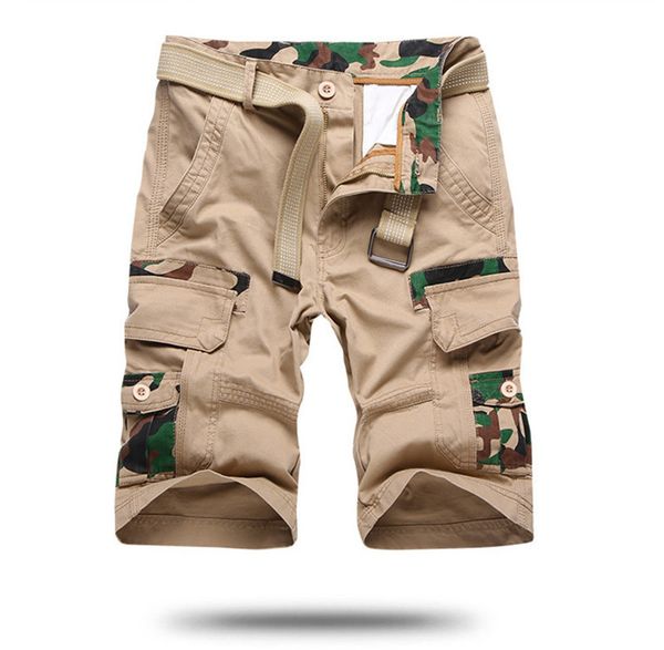 

men's cargo for man camouflage casual short pants knee length mid waist homme shorts fashion loose male clothes, White;black