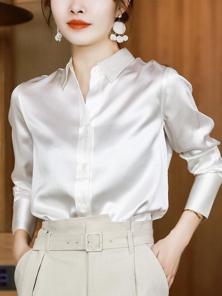 

women's blouses & shirts 35mm silk mulberry white shirt women high plain crepe satin outer wear underwear soft natural luxury womens b