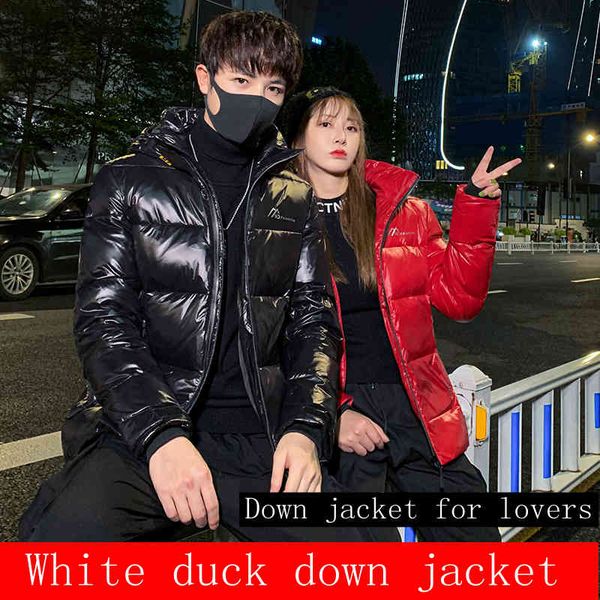 

women's trench coats men's and women's warm thick jacket, white duck down coat, sier gold smooth winter jacket, Tan;black