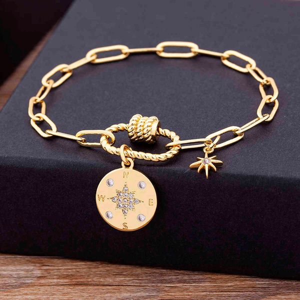 

new fashion luxury 17 styles link chain star pendants bracelet for women men copper zircon gold color rhinestone diy jewelry, Golden;silver