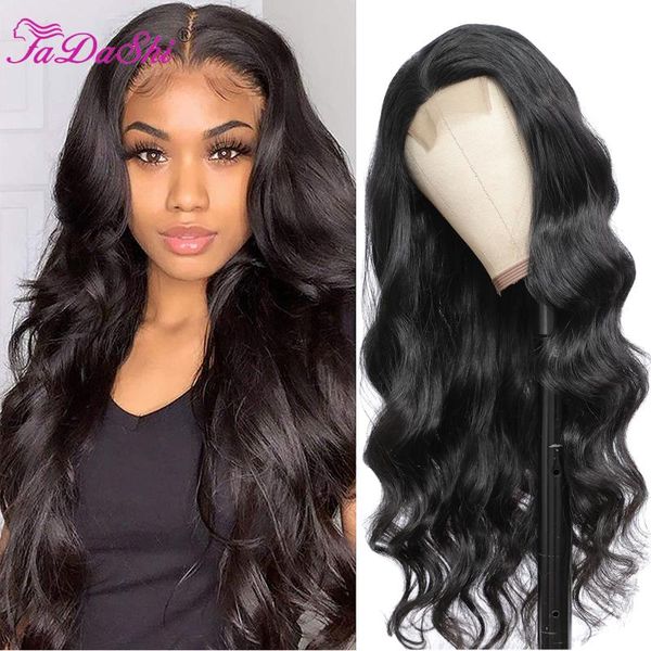 

fadashi body wave human hair wigs 13x4 lace front 4x4 closure wig brazilian remy 180%, Black;brown