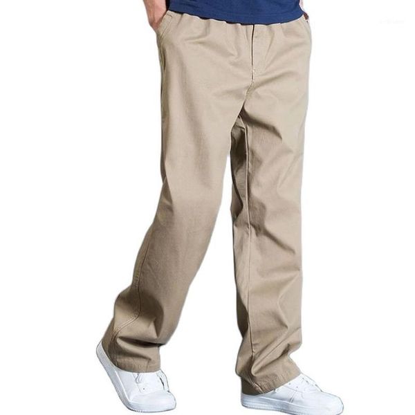 

men's pants plus size 13xl 165kg autumn men cotton breathable stretch loose khaki straight trousers 70 72 74, Black