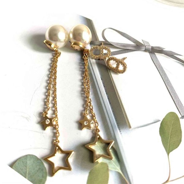 

gift box cyber monday new tassel pearl earrings for women, Golden