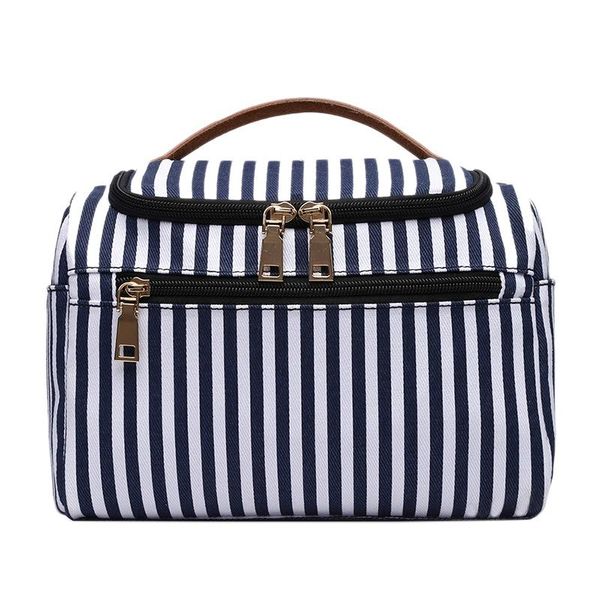 

striped storage bag cosmetic multi-function ladies handbag canvas travel bags & cases