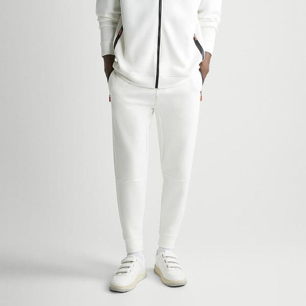 

men's pants za summer solid color white trend wild zipper decoration drawstring jogging sports stretch legs casual fashion, Black