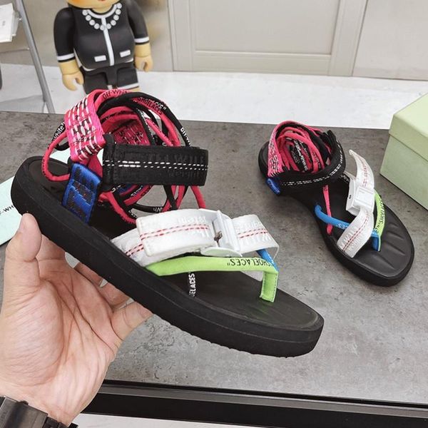 

sandals cross tied roman flip-toe color matching women's and slippers thick soles straps ladies flat, Black