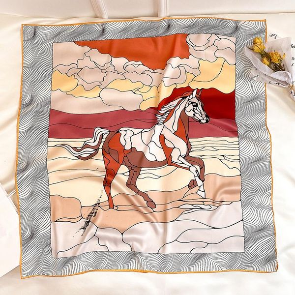 

scarves 2021 lady head band twill silk scarf print female shawl wraps women bandana fashion bag headband neckerchief hijab, Blue;gray