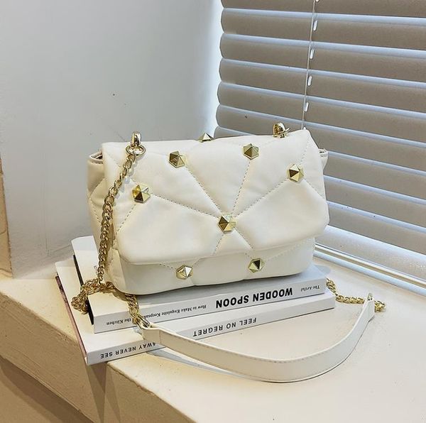

rivet casual shoulder bag winter chain messenger women's bags