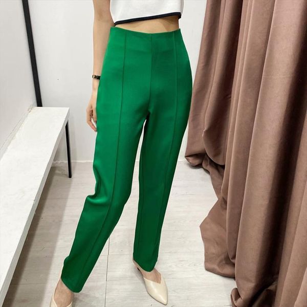 

summer casual za straight solid women capris high waist fashion street female elegant ol ankle length trousers clothes, Black;white