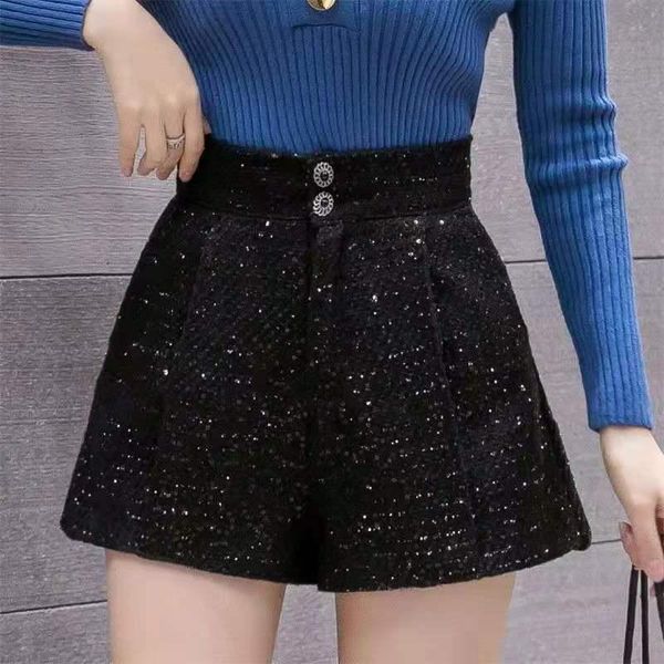 

autumn winter wool fashion shorts female causal elegant solid loose korean styles basic office high waist q175 women's, White;black