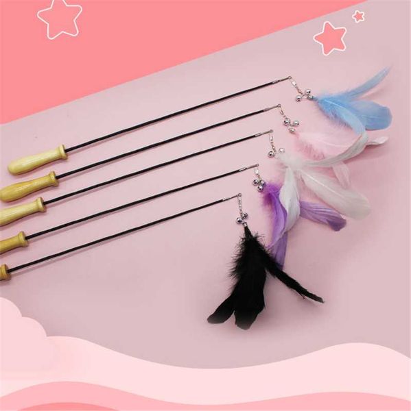 

cat toys interactive feather cats kitten play chase exercise retractable wand toy bird feathers wood handle