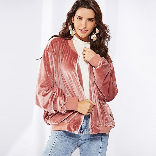 

women's jackets fashion pockets velvet coats women long sleeve overcoat female zippers outwear streetwear brief solid bomber, Black;brown