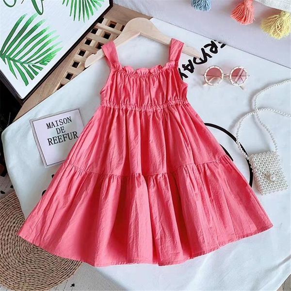 

girl's dresses kids baby girls fashion sleeveless solid color dress stylish for children, Red;yellow