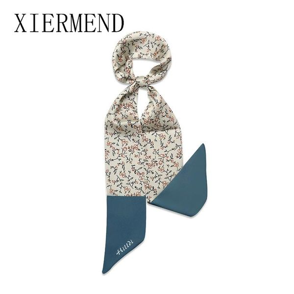 

scarves spring summer ins double-side small scarf french hair band narrow slender little ribbon women skinny, Blue;gray