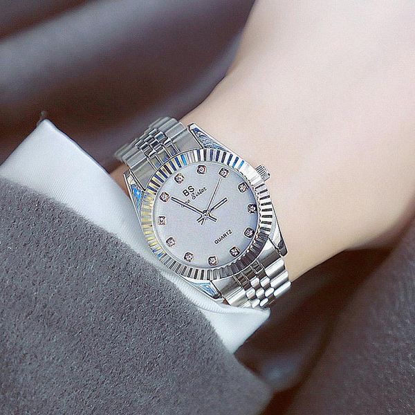 

wristwatches bs bee sister montre femme 2022 classic women watch famous luxury brands silver diamond ladies watches steel relogio feminino, Slivery;brown