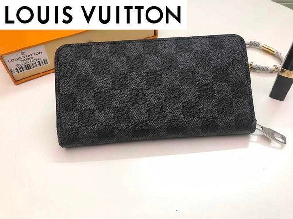 

card brand designer purse luxury 5tjh key m60003 dark clutches grey men compact leather long evening wallet chain holders wallets, Black;red