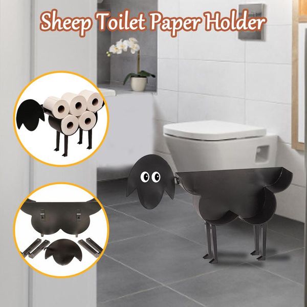 

sheep decorative toilet paper holder - standing bathroom tissue storage roll iron holders